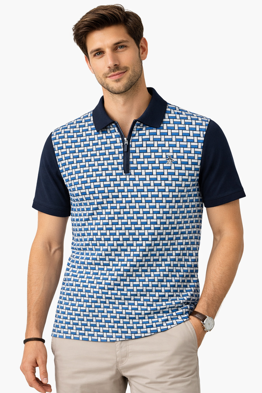 Original Penguin Jacquard Front Quarter Zip Cotton Jersey - ANTHEM