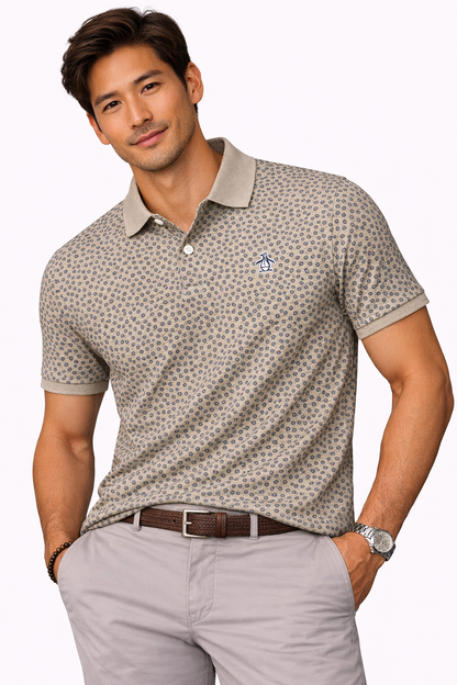 Original Penguin Organic Interlock Print Ditsy Polo - ANTHEM