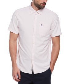 Original Penguin Ecovero™ Oxford Short Sleeve Button-Down Shirt – Parfait Pink