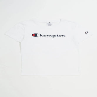 Champion Europe Women Full Script Logo Crewneck T-Shirt – White