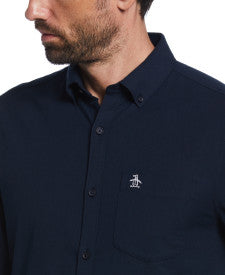 Original Penguin Ecovero™ Oxford Stretch Long Sleeve Shirt – Dark Sapphire