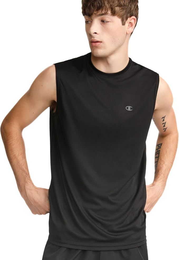Champion USA Men’s Reflective C Logo Muscle Tank Tee – Black - ANTHEM