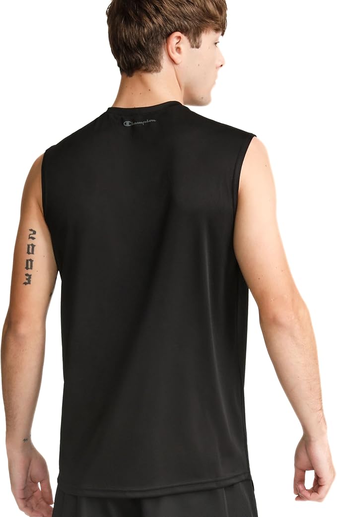 Champion USA Men’s Reflective C Logo Muscle Tank Tee – Black - ANTHEM