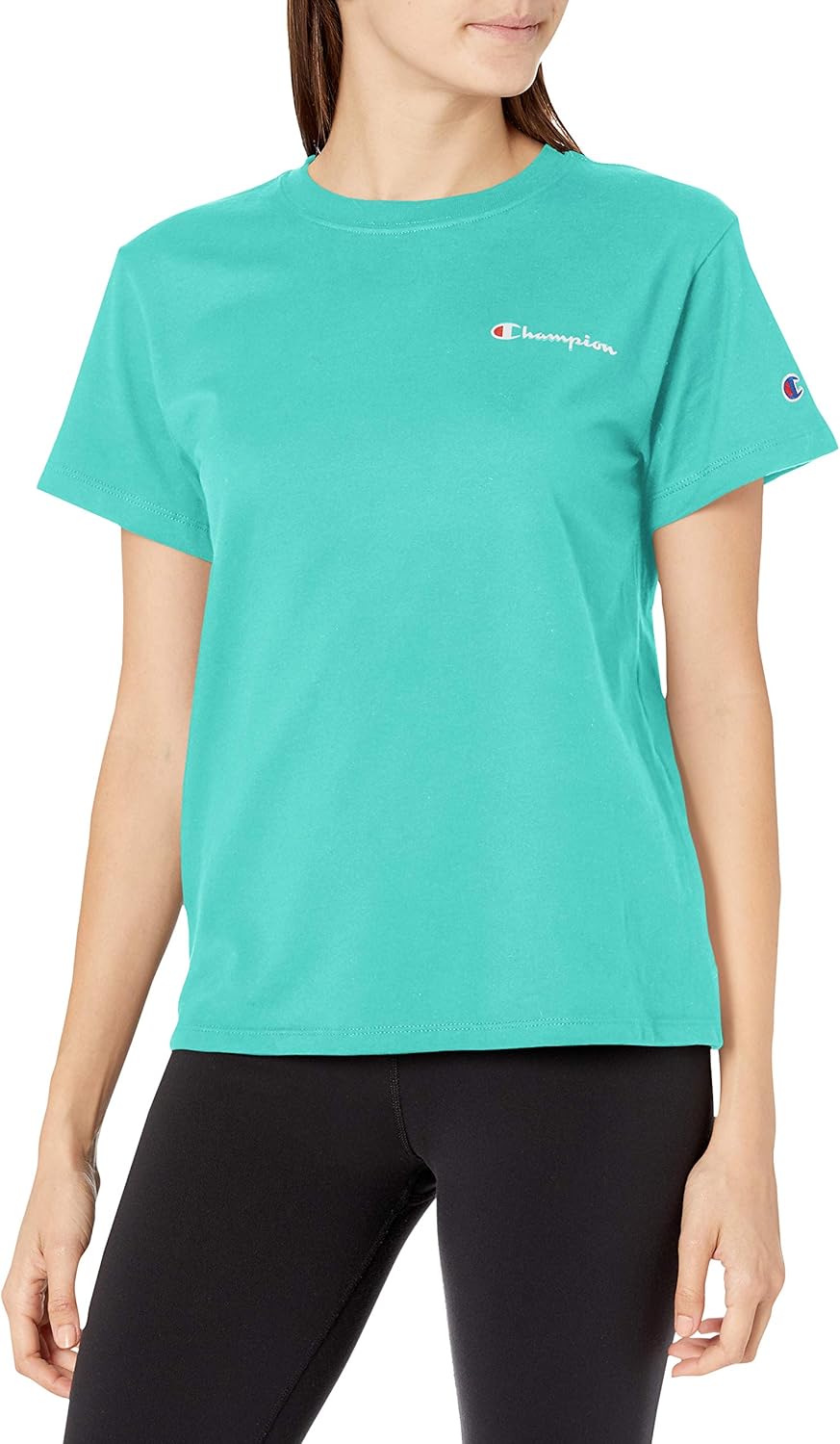 Champion Japan Round Neck Womens Short Sleeve Tee Pull Green