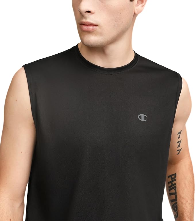Champion USA Men’s Reflective C Logo Muscle Tank Tee – Black - ANTHEM
