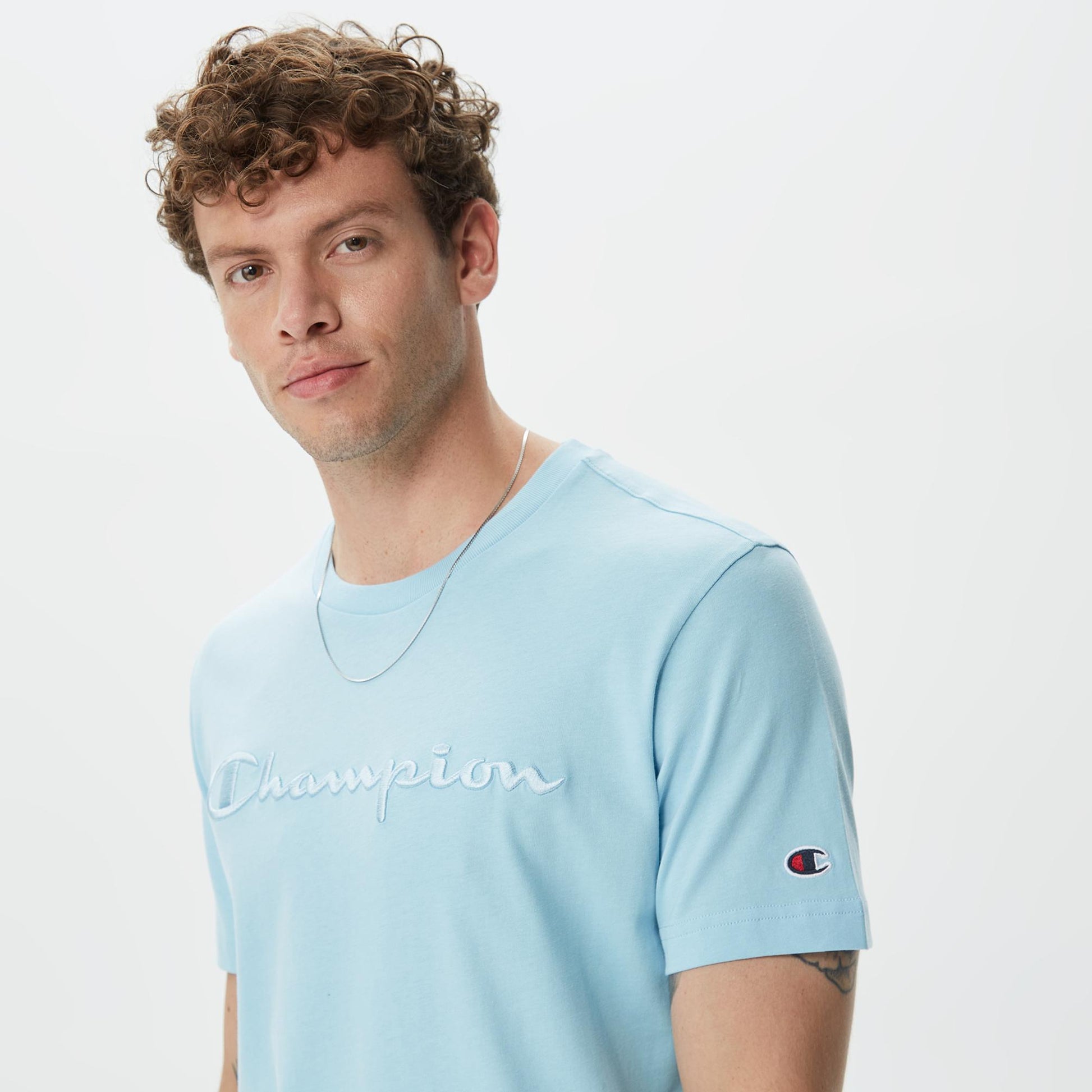 Champion Europe Men’s Crewneck Tee with Embroidered – Honeydew - ANTHEM