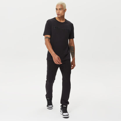 Champion Europe Men’s Crewneck Tee with Embroidered – Black - ANTHEM