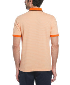 Original Penguin Tonal Stripe Pique Short Sleeve Polo Shirt - Russet Orange