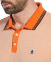 Original Penguin Tonal Stripe Pique Short Sleeve Polo Shirt - Russet Orange