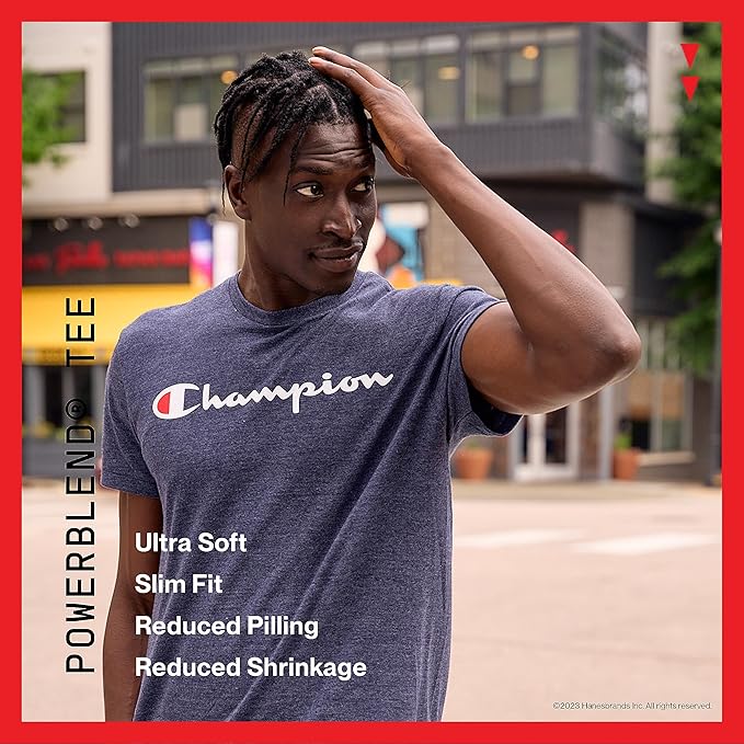 Champion USA Men’s Classic Script Logo Tee – Ebony Heather - ANTHEM