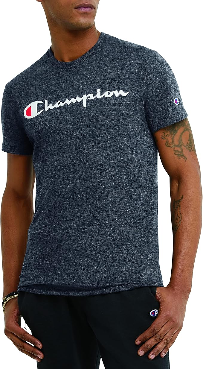 Champion USA Men’s Classic Script Logo Tee – Ebony Heather - ANTHEM