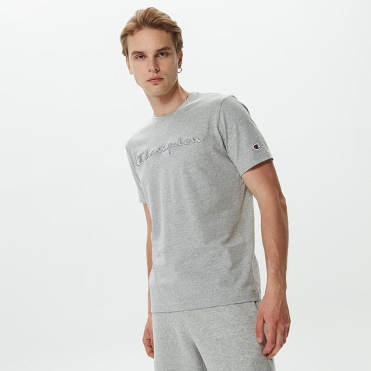 Champion Europe Men’s Crewneck Tee with Embroidered – Grey - ANTHEM
