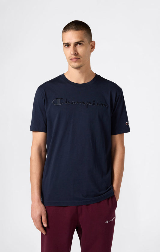 Champion Europe Men’s Crewneck Tee with Embroidered – Dark Blue - ANTHEM