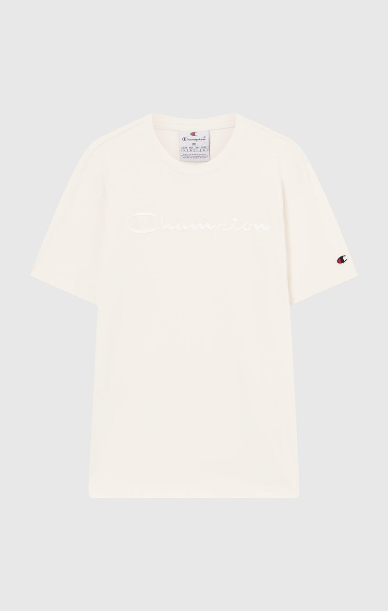 Champion Europe Men’s Crewneck Tee with Embroidered – White - ANTHEM