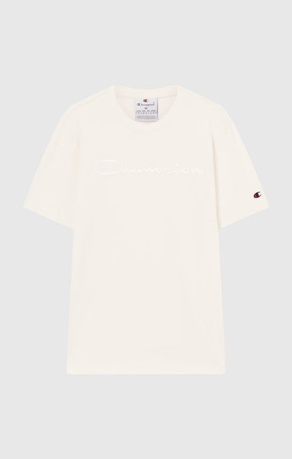 Champion Europe Men’s Crewneck Tee with Embroidered – White - ANTHEM