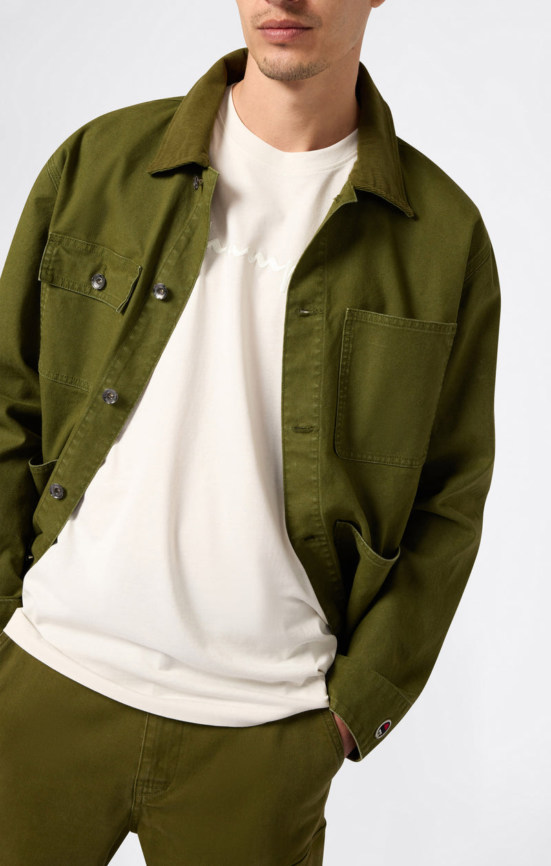 Champion Europe Men’s Crewneck Tee with Embroidered – White - ANTHEM