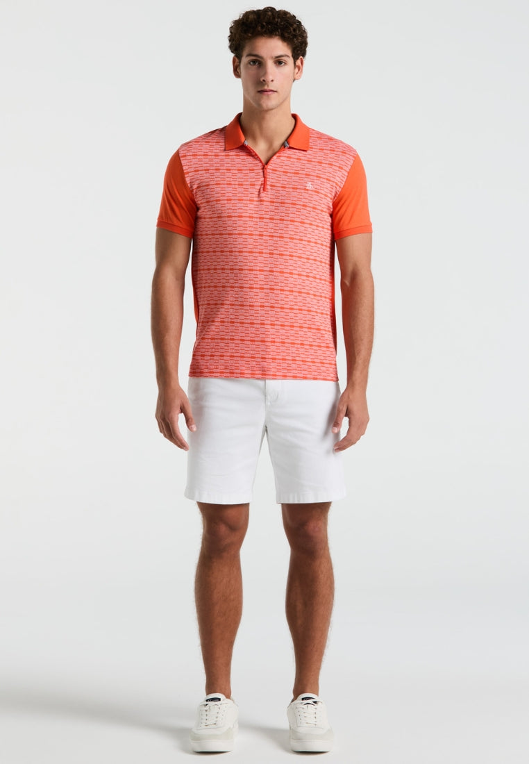 Original Penguin Jacquard Front 1/4 Zip Polo - ANTHEM
