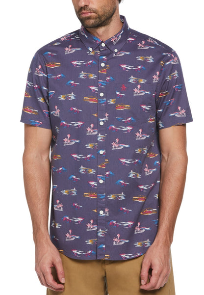 Original Penguin St. Tropez Print Short Sleeve Button-Down Shirt - ANTHEM