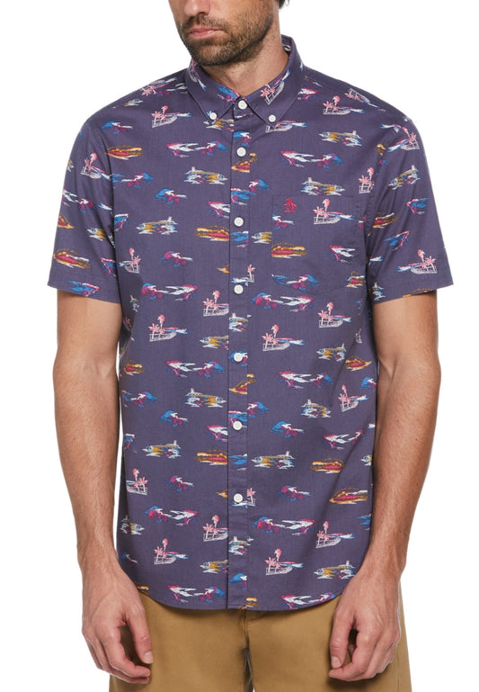 Original Penguin St. Tropez Print Short Sleeve Button-Down Shirt - ANTHEM