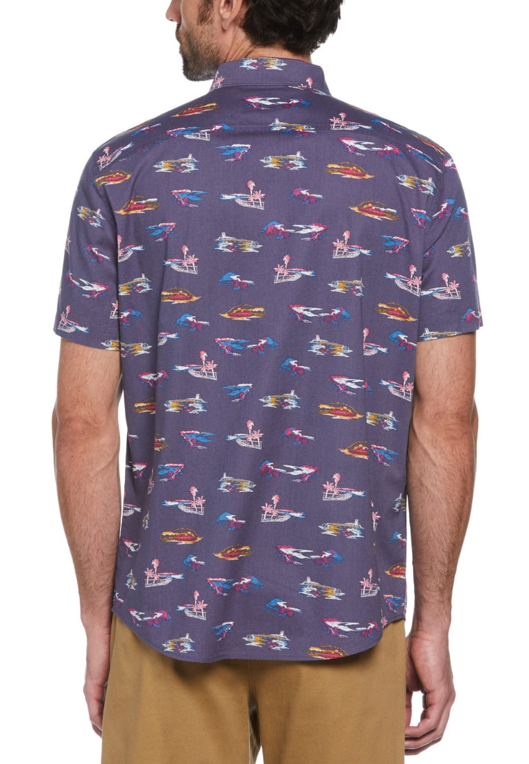 Original Penguin St. Tropez Print Short Sleeve Button-Down Shirt - ANTHEM