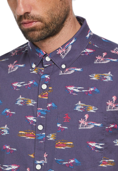 Original Penguin St. Tropez Print Short Sleeve Button-Down Shirt - ANTHEM