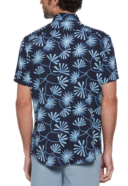 Original Penguin Twill Contrast Floral Print Short Sleeve Button-Down Shirt - ANTHEM