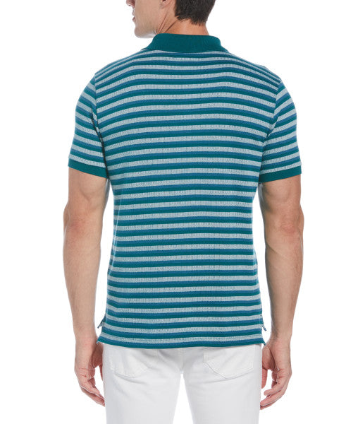 Original Penguin Jacquard Stripe Short Sleeve Polo Shirt - Blue Sapphire