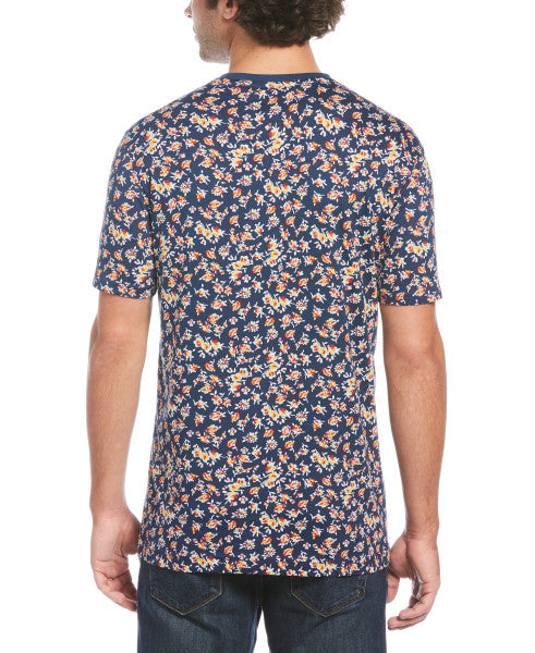 Original Penguin All-over Floral Print Short Sleeve Tee Shirt - Sargasso Sea