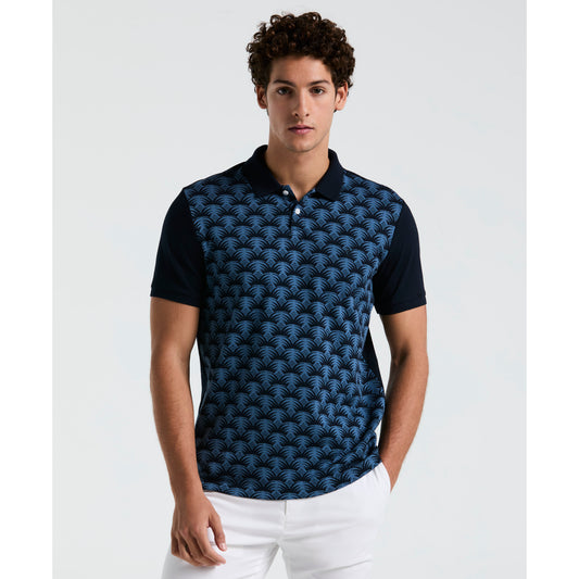 Original Penguin Palm Jacquard Front Short Sleeve Polo Shirt Dark Sapphire