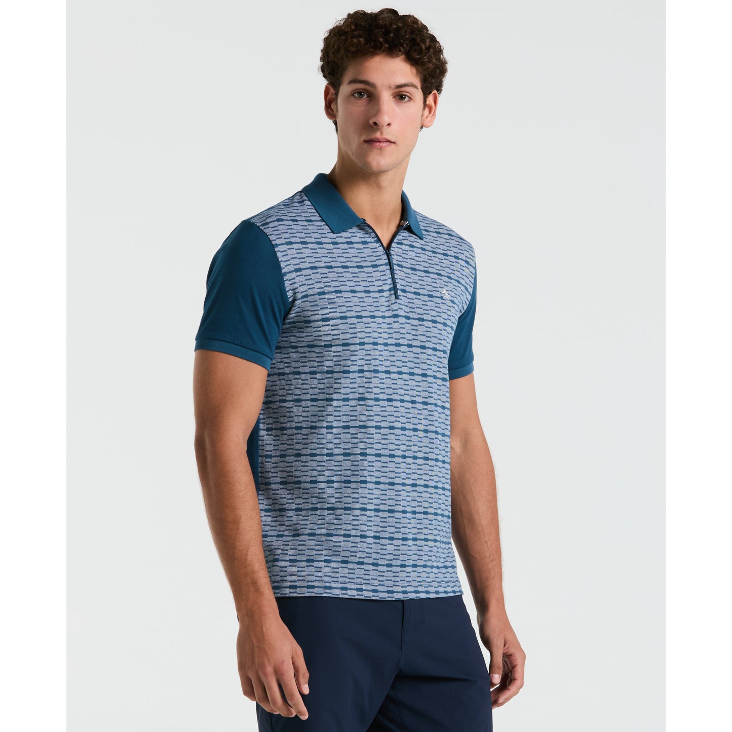 Original Penguin Jacquard Front 1/4 Zip Polo - ANTHEM
