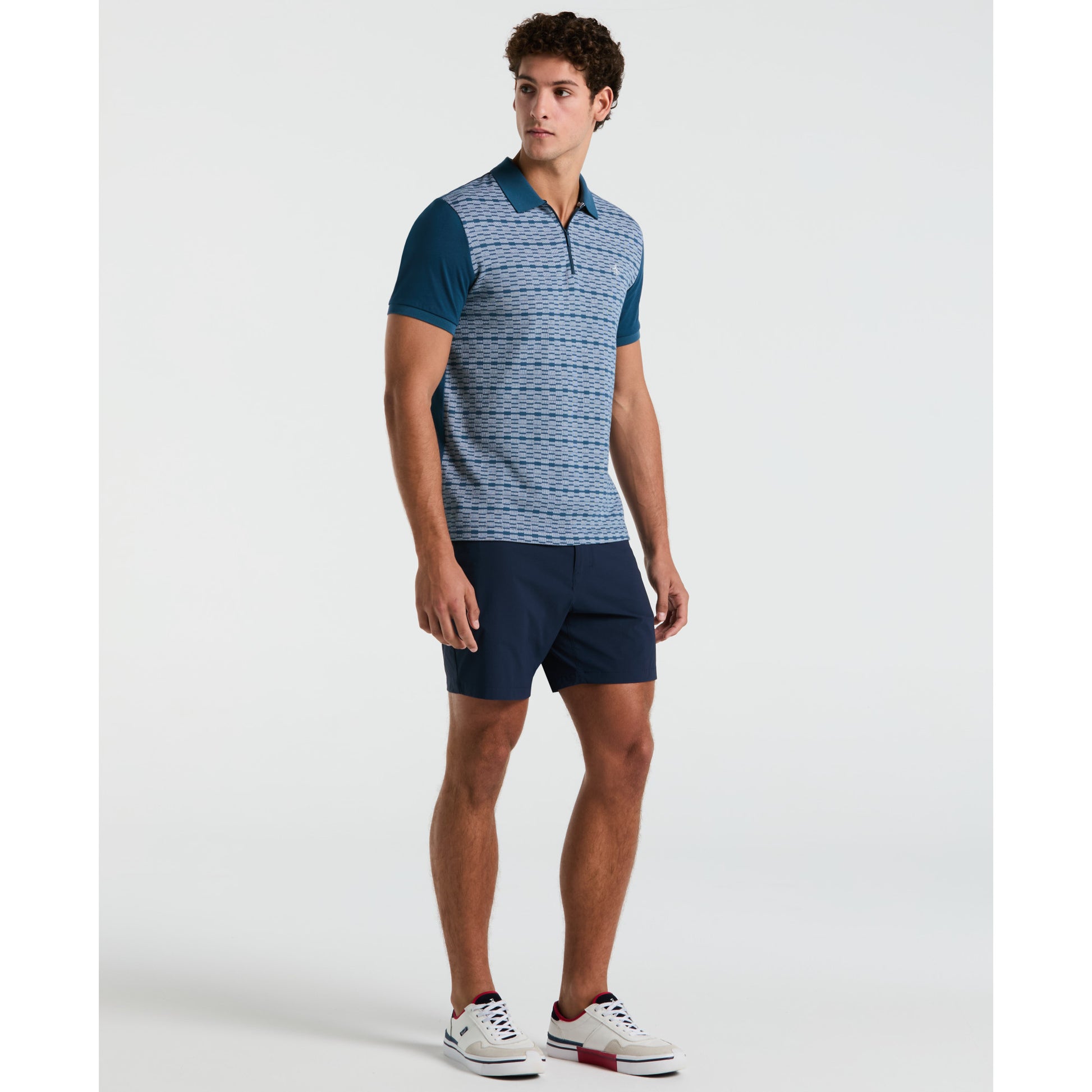 Original Penguin Jacquard Front 1/4 Zip Polo - ANTHEM