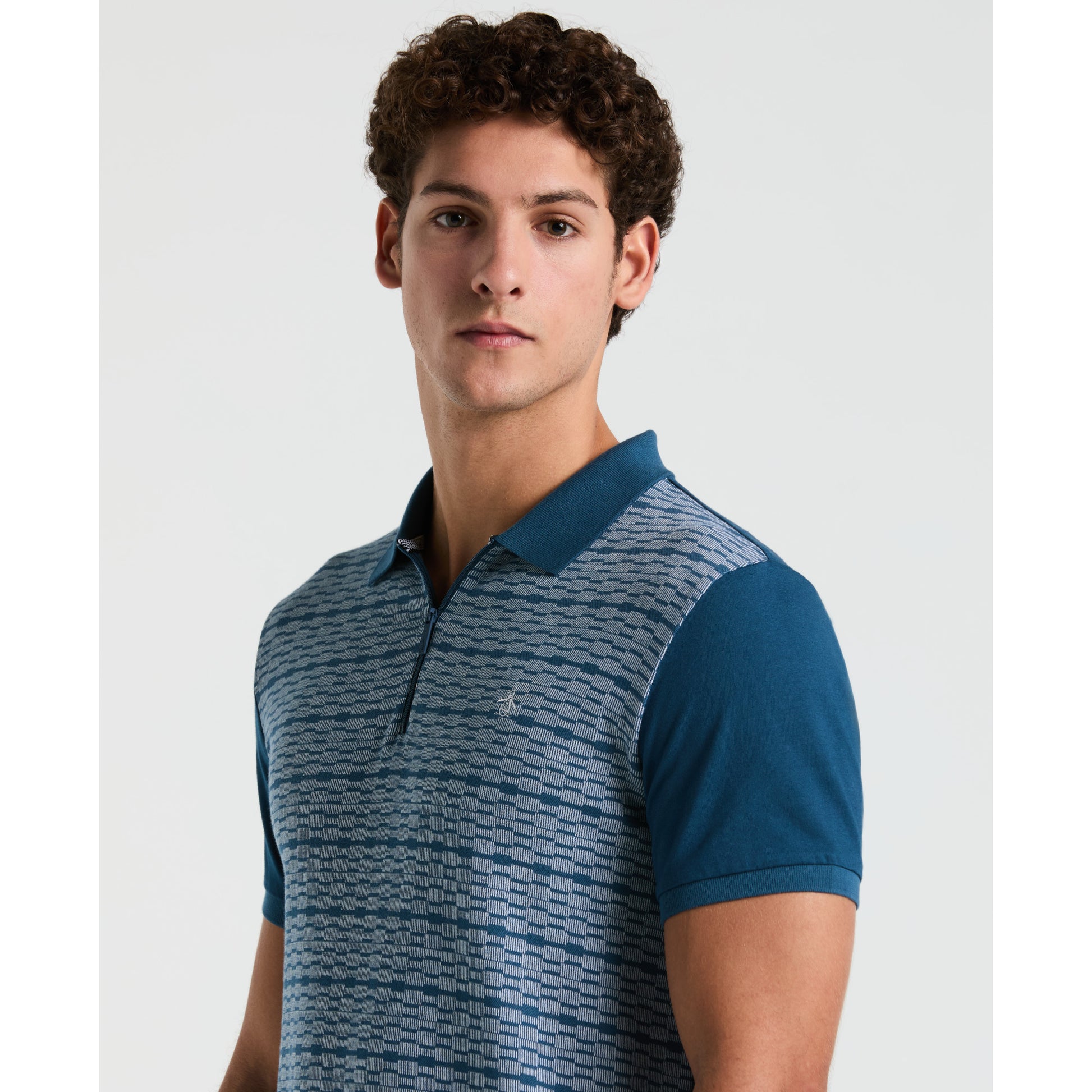Original Penguin Jacquard Front 1/4 Zip Polo - ANTHEM