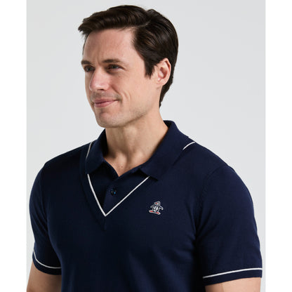 Original Penguin Legacy Short Sleeve Sweater Golf Polo in Black Iris - ANTHEM