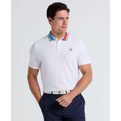 Original Penguin Earl Short Sleeve Golf Dri-Fit Polo Shirt in Bright White