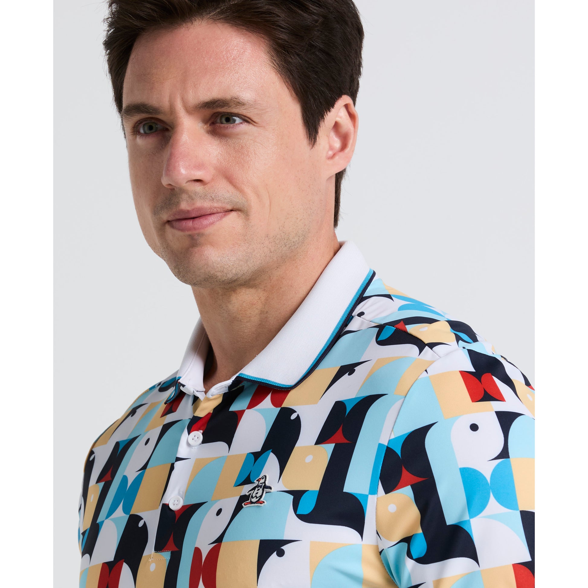 Original Penguin TV Pete Roadmap Print Short Sleeve Golf Dri-Fit Polo - ANTHEM