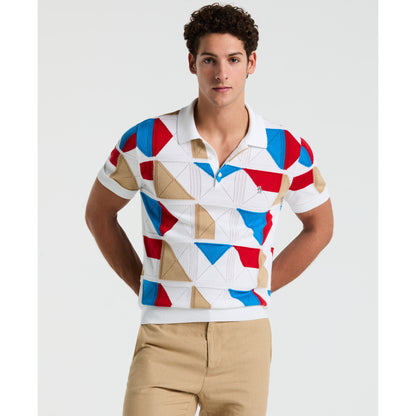 Original Penguin TV Pete Organic Cotton Multicolor Jacquard Sweater Polo - ANTHEM