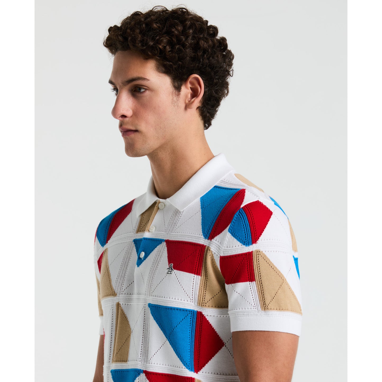 Original Penguin TV Pete Organic Cotton Multicolor Jacquard Sweater Polo - ANTHEM
