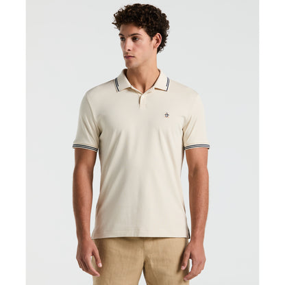 Original Penguin Organic Interlock Tipped Short Sleeve Polo in Birch