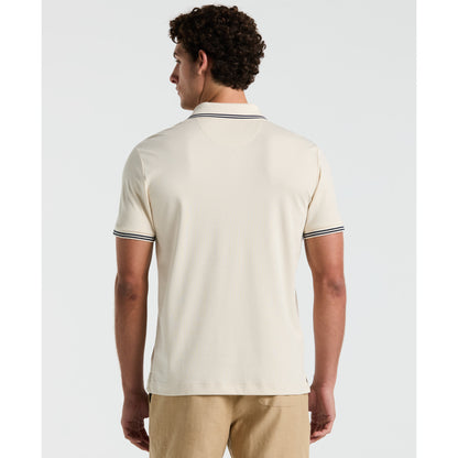 Original Penguin Organic Interlock Tipped Short Sleeve Polo in Birch