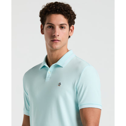 Original Penguin Organic Interlock Tipped Short Sleeve Polo in Spa Retreat Blue