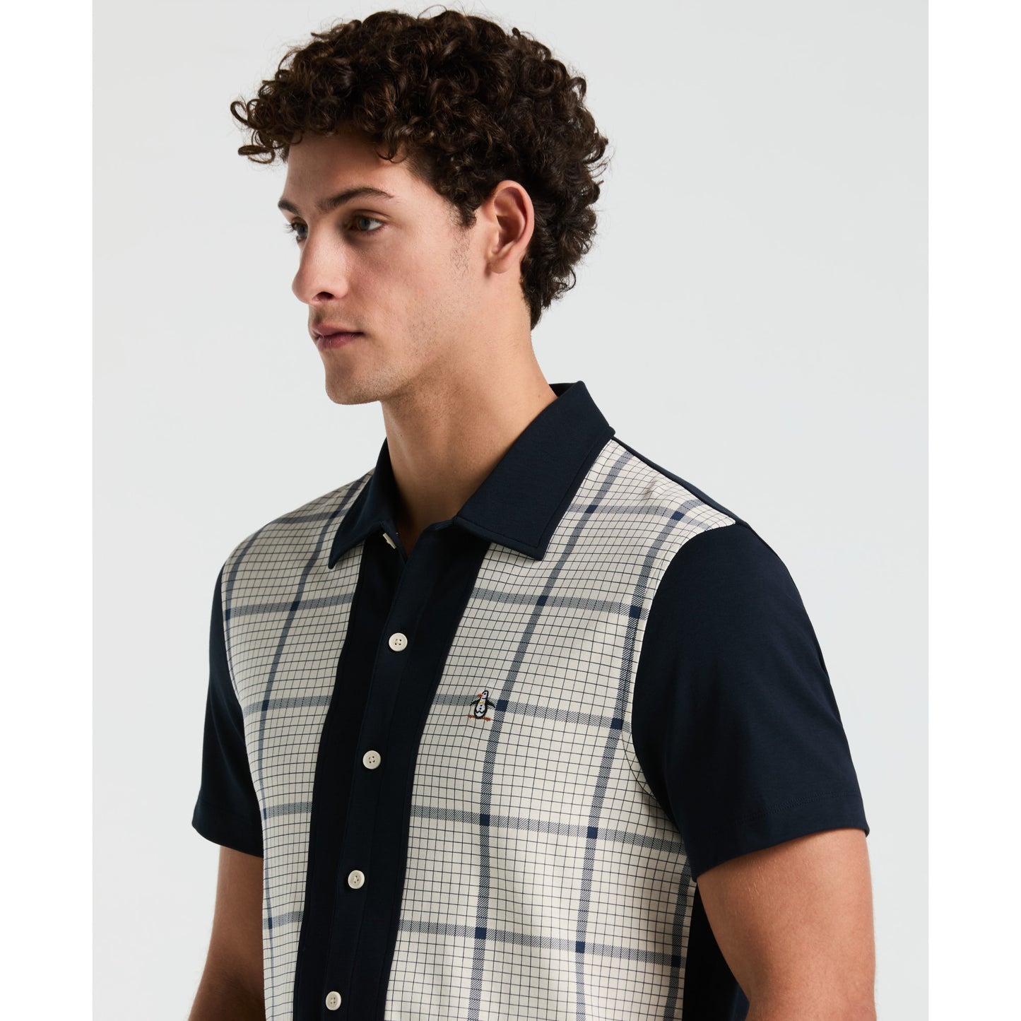 Original Penguin Interlock Plaid Short Sleeve Woven in Birch