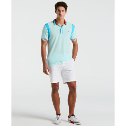 Original Penguin Cotton Mesh Tipped Short Sleeve Polo in Spa Retreat Blue - ANTHEM