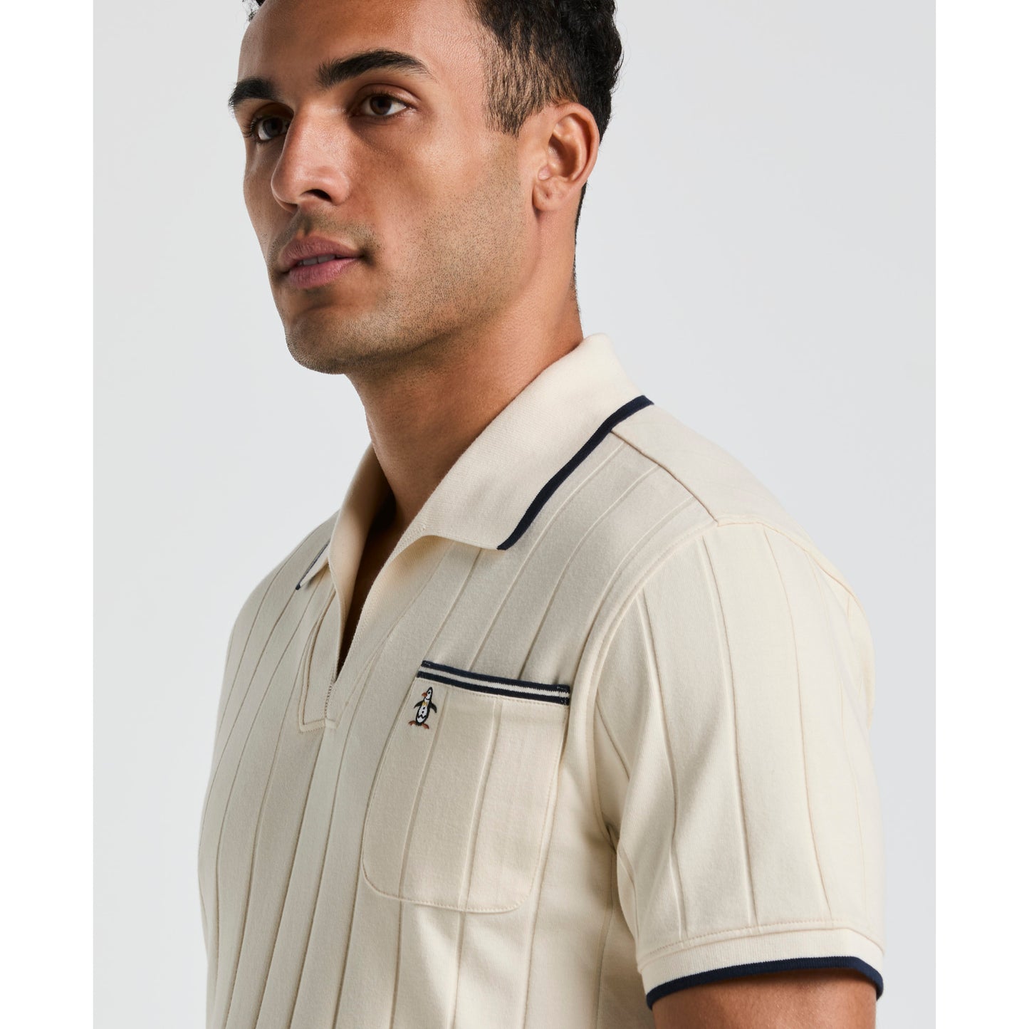 Original Penguin Cotton Open Collar Short Sleeve Polo in Birch
