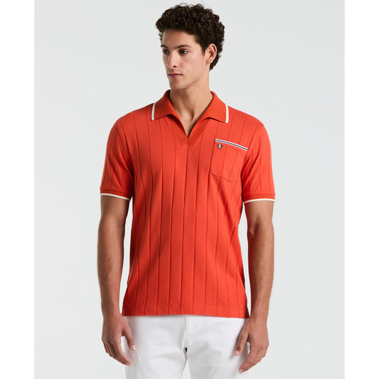 Original Penguin Cotton Open Collar Short Sleeve Polo in Red Clay