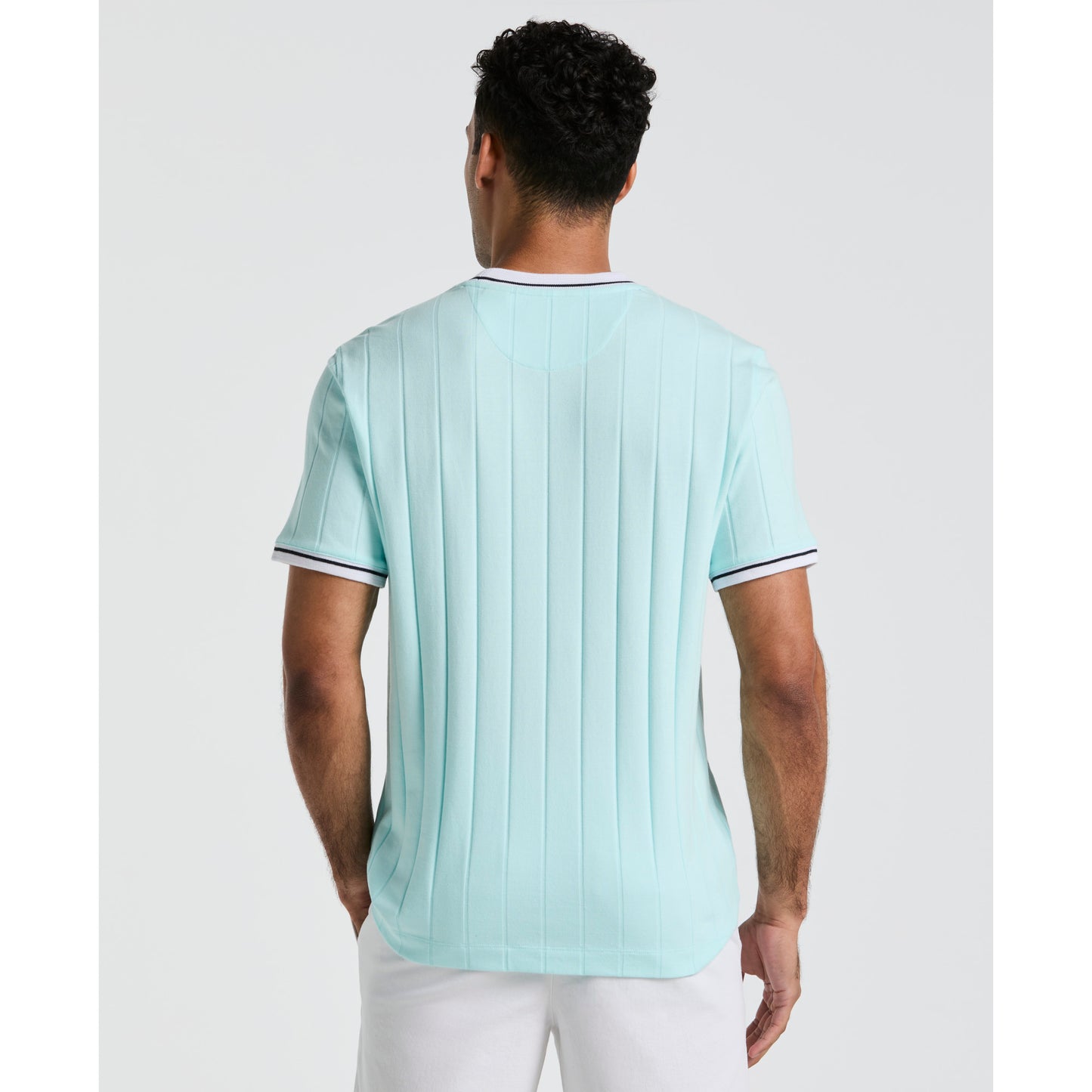 Original Penguin Cotton Ribbed Tee With Tipped Collar in Spa Retreat