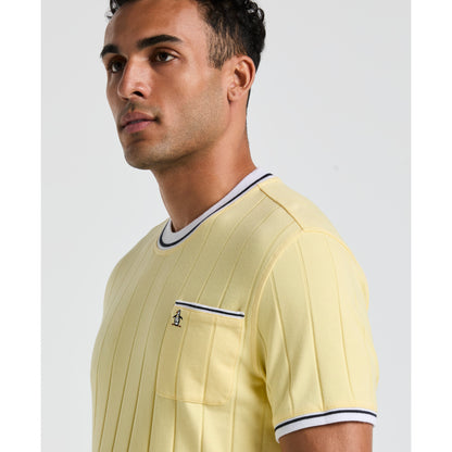 Original Penguin Cotton Ribbed Tee With Tipped Collar in Popcorn Yellow