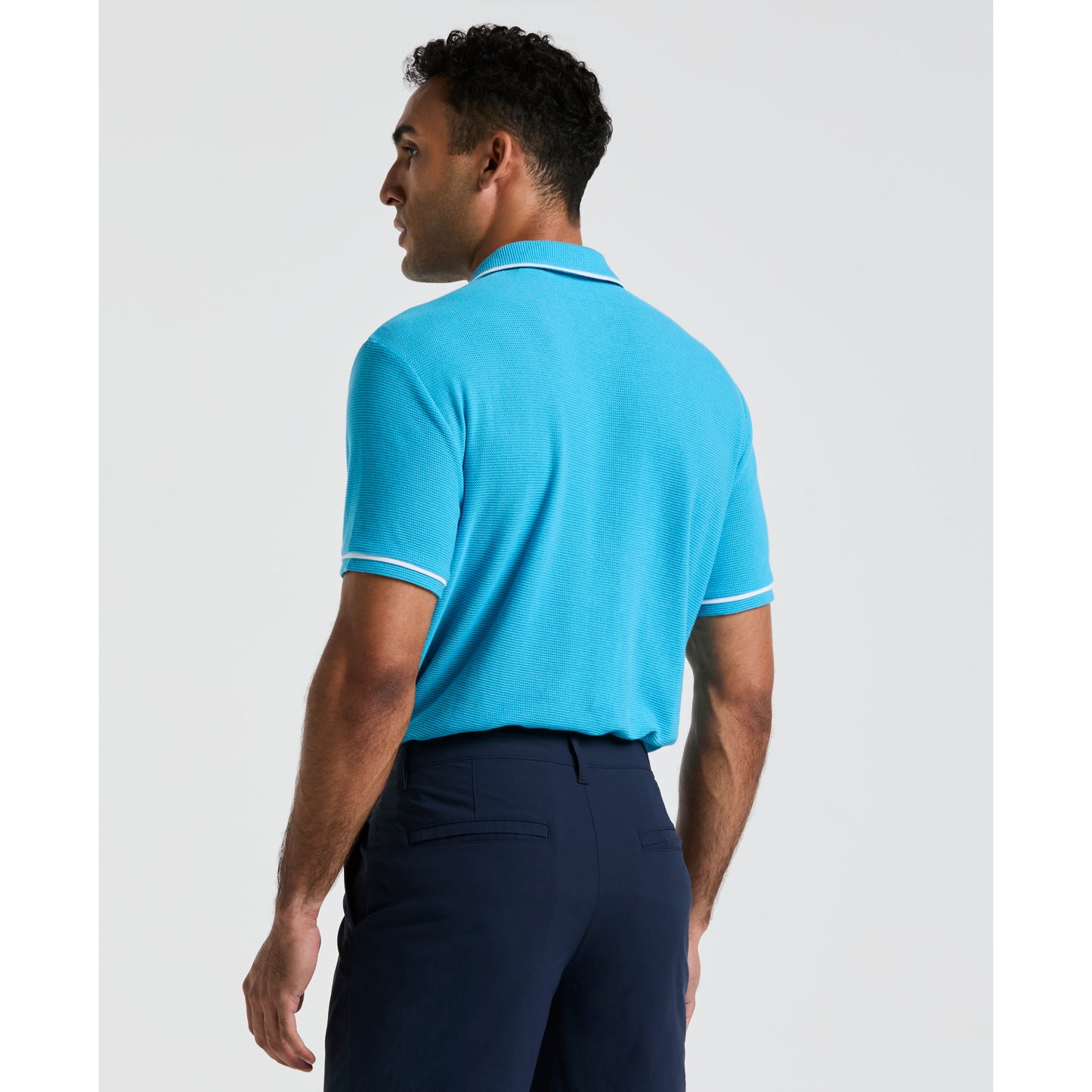 Original Penguin Earl Mesh Cotton Short Sleeve Polo in Horizon Blue