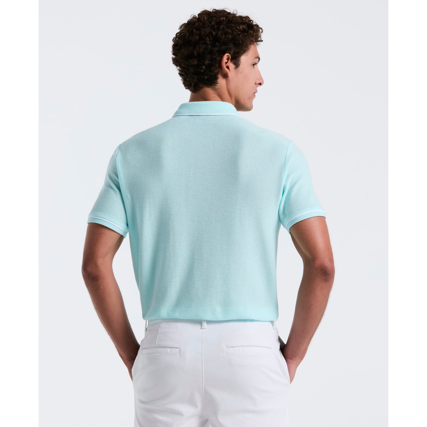 Original Penguin Earl Mesh Cotton Short Sleeve Polo in Spa Retreat