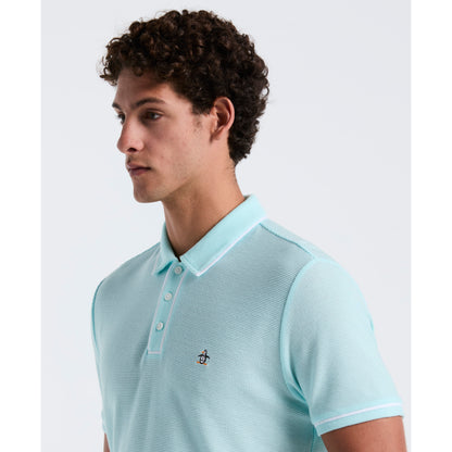 Original Penguin Earl Mesh Cotton Short Sleeve Polo in Spa Retreat