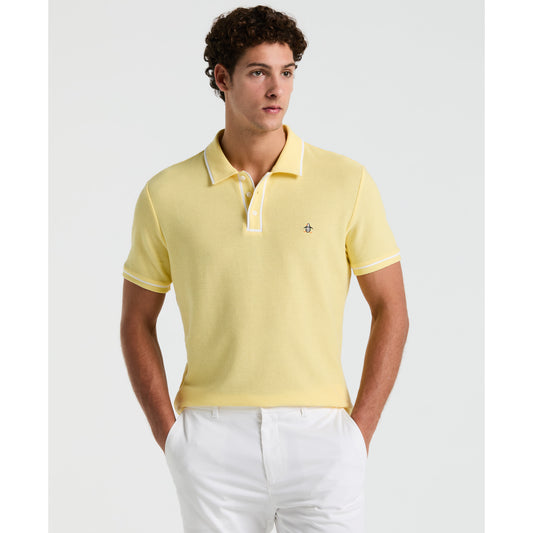 Original Penguin Earl Mesh Cotton Short Sleeve Polo in Popcorn Yellow